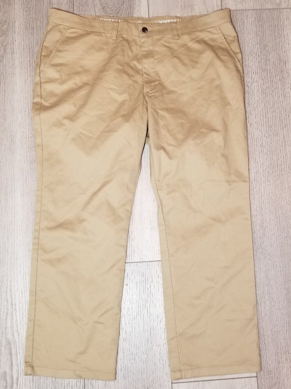 St Johns Bay Universal Easy Care Pant Mens 44x30 Tan Classic Preppy City NWOT